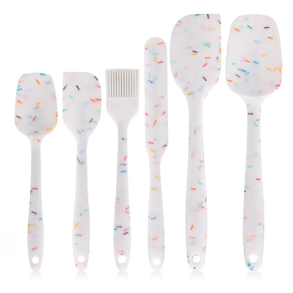

6pcs Silicone Spatula Set Food Grade Heat Resistant Non Stick Baking Cooking Mixing Scraper Kitchen Utensils Pastry Spatulas