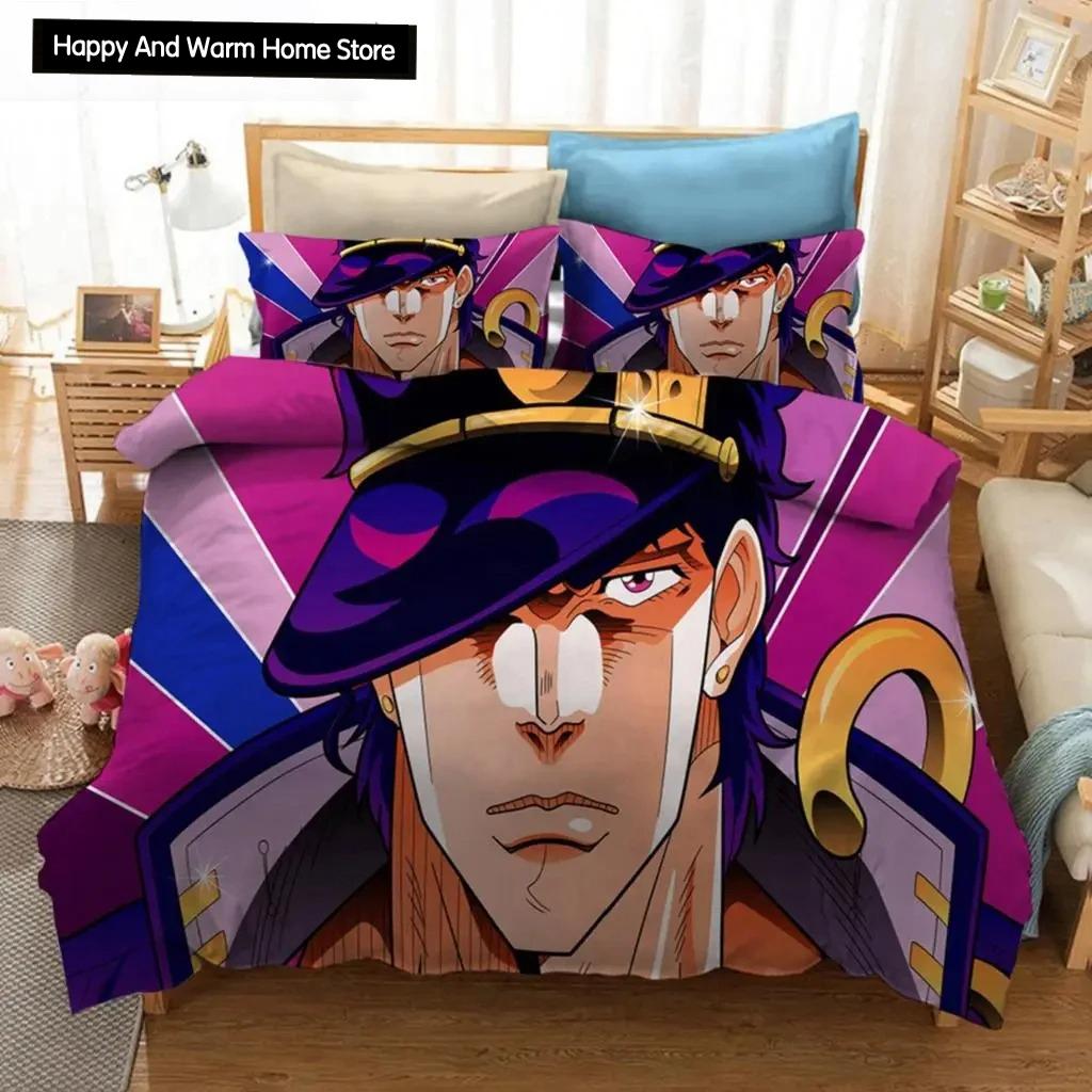 3D Druck Anime JoJo Bizarre Adventure Jotaro Kujo Bettwäsche Set Jungen Mädchen Twin Queen Size Bettbezug Kissenbezug Bett Jungen Erwachsener