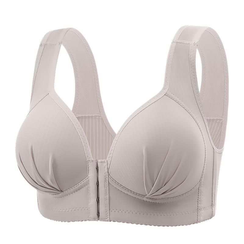 

Large-sized Front-buttoned Bras Women s Underwear Without Underwire Gathering Bras Side-reclining Secondary Bras 46/105C сірий