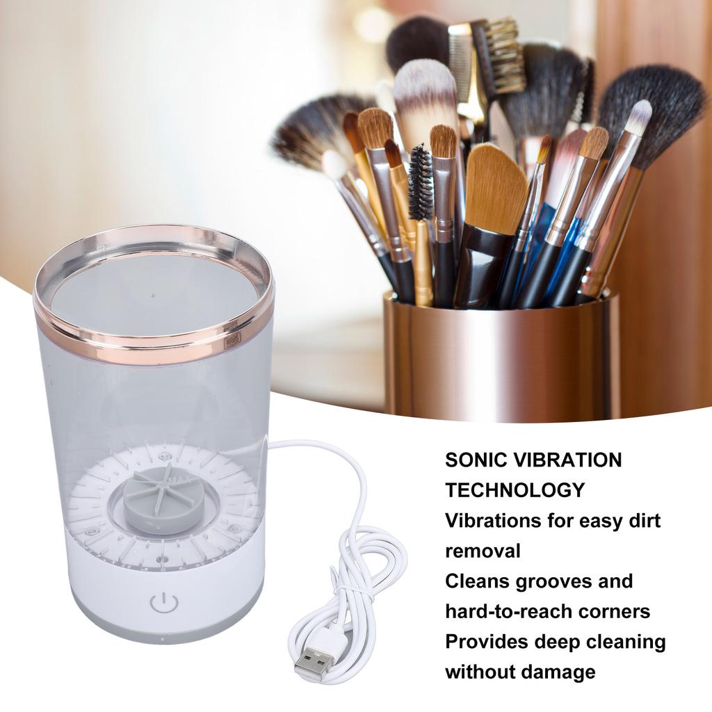 Electric Makeup Brush Cleaner Machine Automatic Spinning Transparent Cosmetic Brush Cleaner Machine for All Size Brush