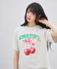 LALAFOX Cherry Heart T-Shirt Printed Short Sleeve T-Shirt Oatmeal Br2Ch015