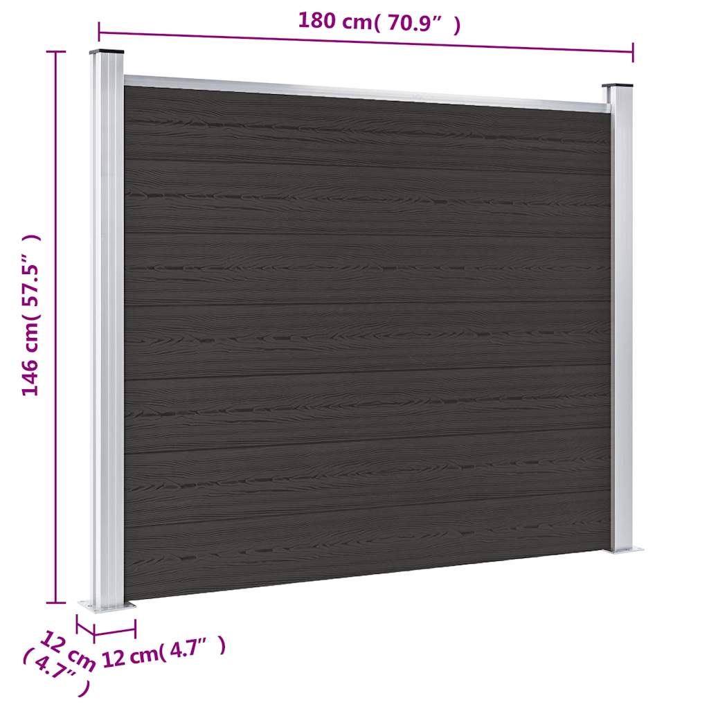 WPC Fence Panel 180 X 146 Cm Black