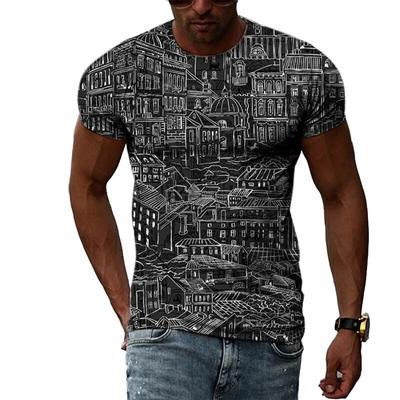 Summer Trend Fashion Funny Graffiti Pattern Men T-Shirts Casual Print Hip Hop Tees Personality Round Neck Short Sleeve Tops