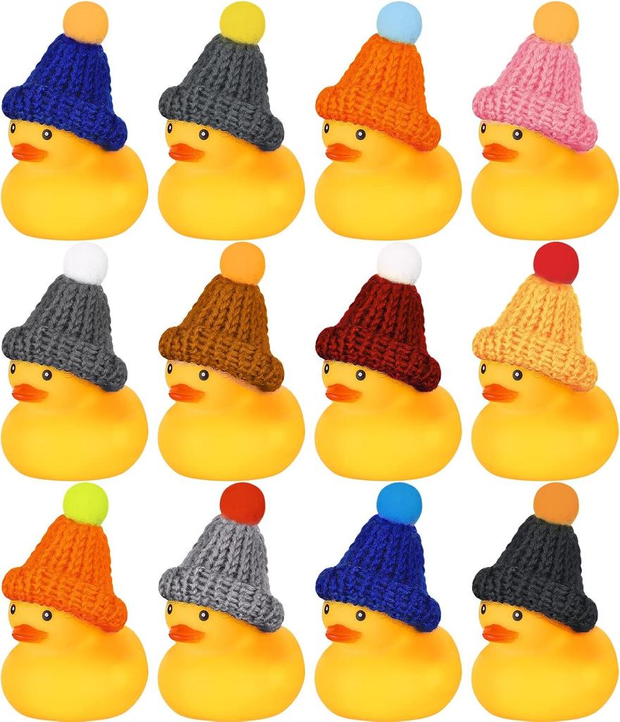 12 Pcs Rubber Ducks With 12 Sunglasses/ Hats/ Headwear/ Scarf Small Cruise Ducks In Bulk Mini Rubber Duckies Toys Gift
