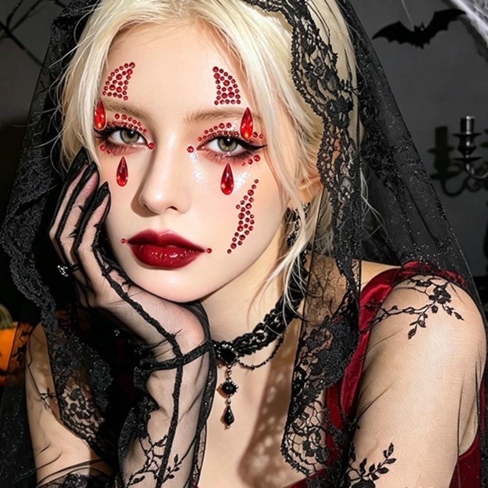 Rhinestone Face Eye Jewels Sticker 3D Face Gem Sticker Crystal Tattoo Sticker Halloween Party