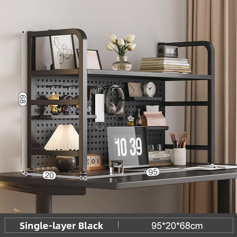 Multi-Layer Desktop Hole Board Storage Rack Stand up Computer Desk Organizer Student Dormitory Bookcase Horizontal Shelf Holder