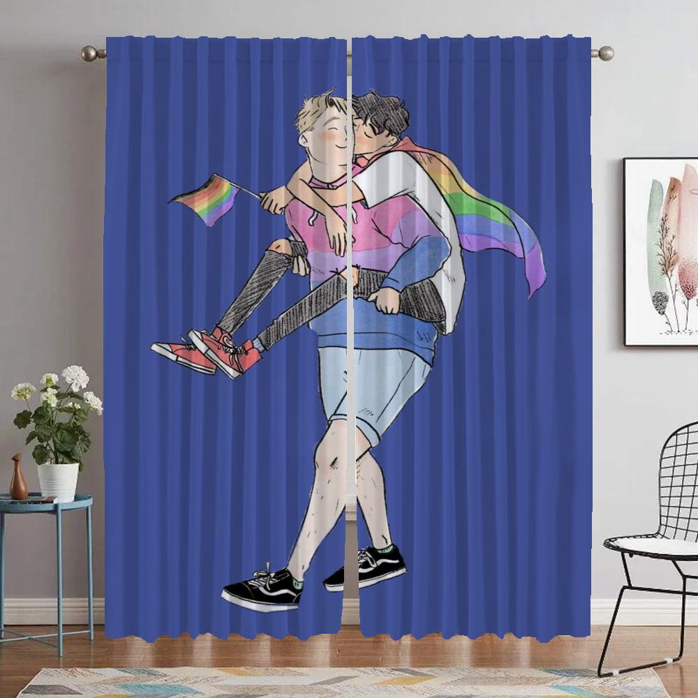 Window Curtain for Room 2 Panel Heartstopper Partition Elegant Room Curtains Shades Tulle for Bedroom Halloween Decoration Child