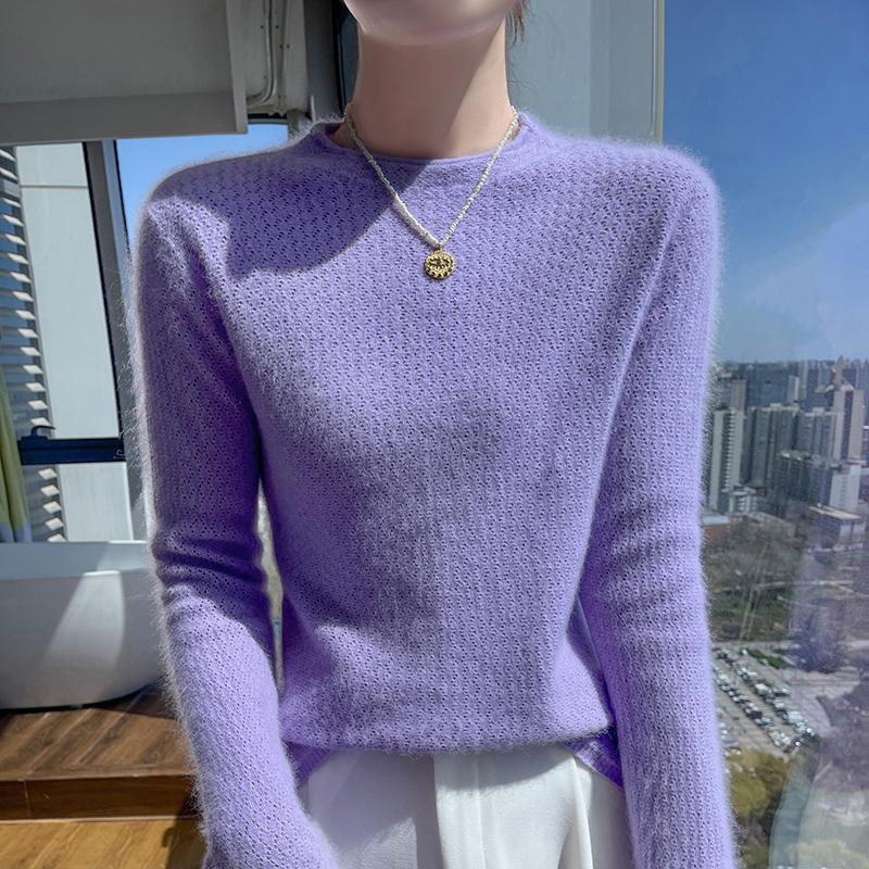 Damen Kaschmirpullover Qinghe Kaschmir 30% Kaschmir 30% Nerz 30% Wolle 10% Nylon Dicker Kaschmirpullover für Damen im Herbst und Winter, weich und warm