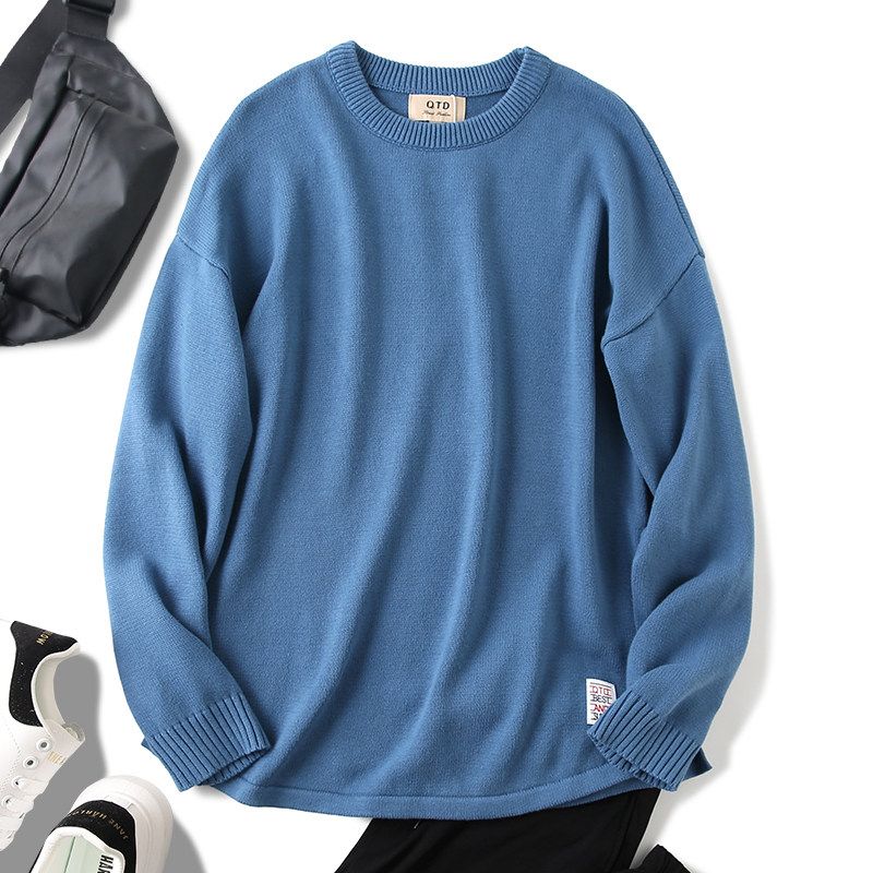 Loose Fit Export Men's Clothing Factory Cut-Label Surplus Autumn and Winter Casual Pure Cotton Crew Neck Pullover Sweater Jacket Trendy