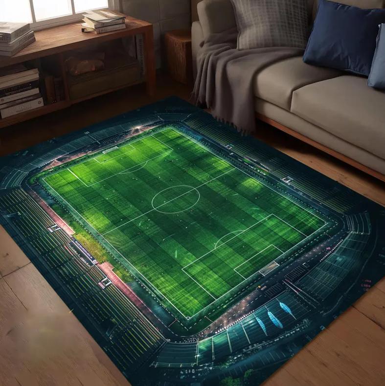 Tappeto Area Stadio di Calcio Campo da Calcio Design Sportivo Tappeto Campo da Calcio Decorazione Stanza Sportiva Bambini Tappeto Americano Decorazione Casa