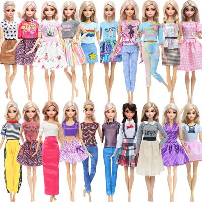 5 Sets Doll Clothes Outfits Pants Skirts Shirts for 11.5 Inch Doll Pink Lovely Gift Set for Girl Toy(NO DOLLS)