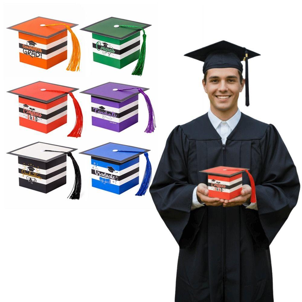 12Pcs Colorful Graduation Candy Box Creative Doctoral Hat Candy Boxes Graduation Party