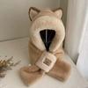 Hat Women's Korean Winter Windproof and Cold-proof Thickened Warmth Plush Beanie Cap Scarf Ear Protection Soft Hooded Scarf