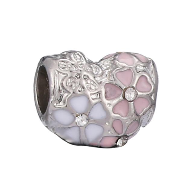 4pcs Sale Romantic Style Enamel Love Heart Charms Beads Fit Original Bracelets Necklaces For Women Girlfriend Jewelry Making