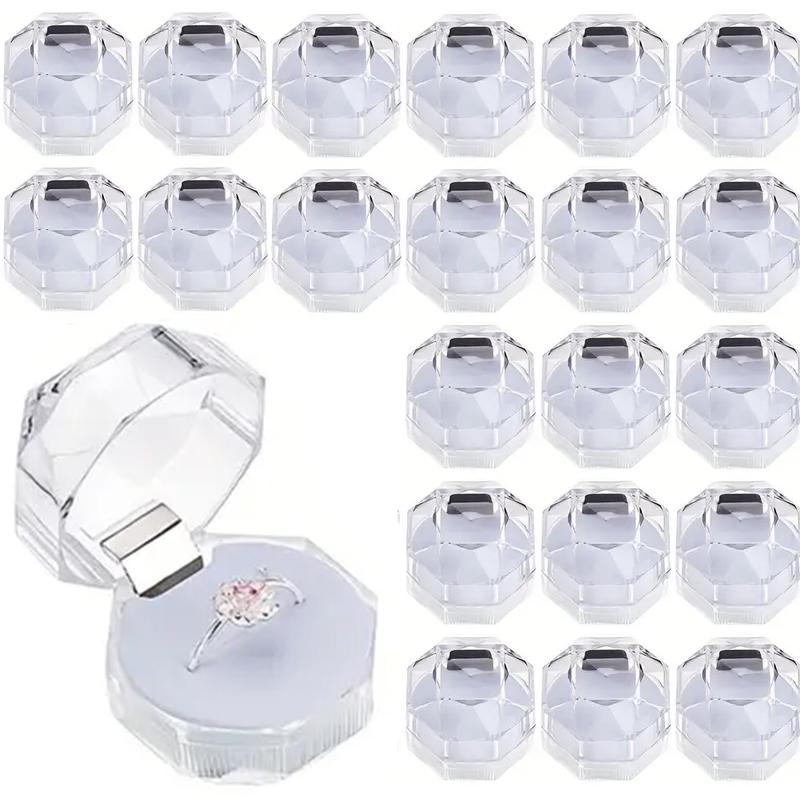 

Fashion Crystal Transparent Rings Earrings Display Boxes Wedding Ring Box Jewelry Boxes and Packaging Jewelry Organizer Gift Box 1Pc білий