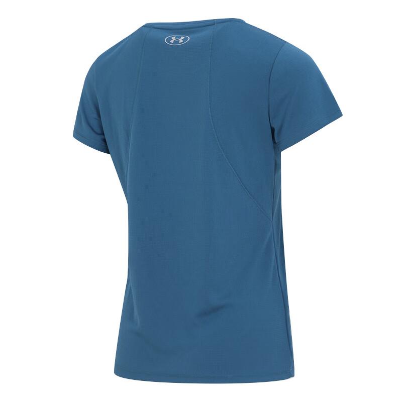 Under Armour Solid Color Sports Fitness Round Neck Short Sleeve T-Shirt Women Tops Blue-Green 23500508-343