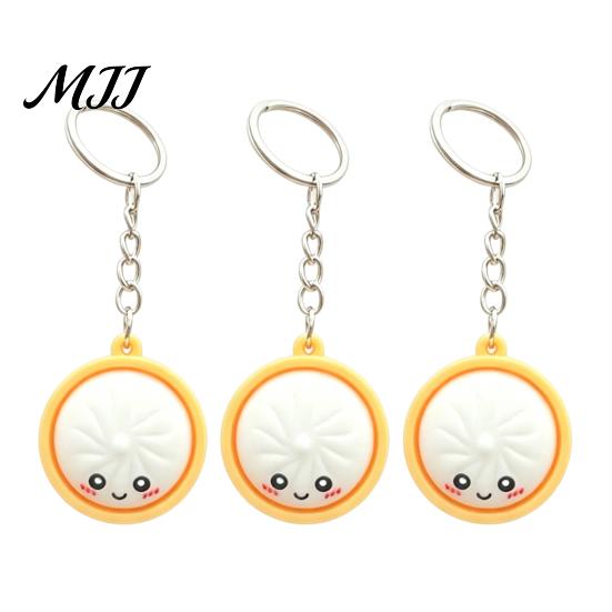 Bag Accessory Keyring 3Pcs Mini Dumpling Keychain Pendant, Soft Food Charm Cartoon Pastel Color Snack Accessories for Bags Car Keys School Gym