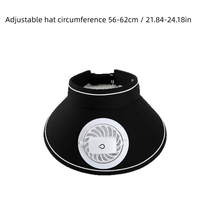 Wide Brim Outdoor Summer Sun Protection Hat with USB Fan Cooling Cap for Hiking Camping
