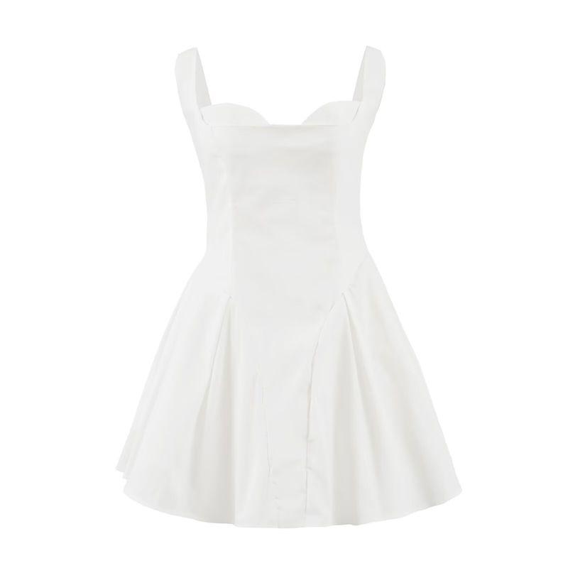 Kaslead New Arrival Women's Fashion Style Fashion Minimalist Pure Color Silm Mini Suspender Skirt