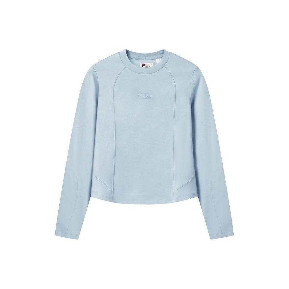 Fila Original Casual Trendy Versatile Elastic Slim Fit Short Knit Long Sleeve T-Shirt Women Tops F11W549208FBU