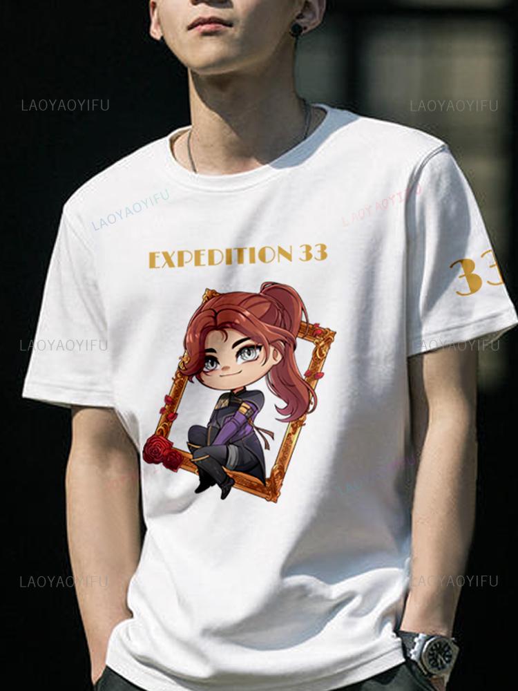 

Clair Obscur Expedition 33 Team Game Short Sleeved T-shirt Charlie Cox camisa cartoon Casual Camisetas Gamer Clothes Polyester S разноцветный