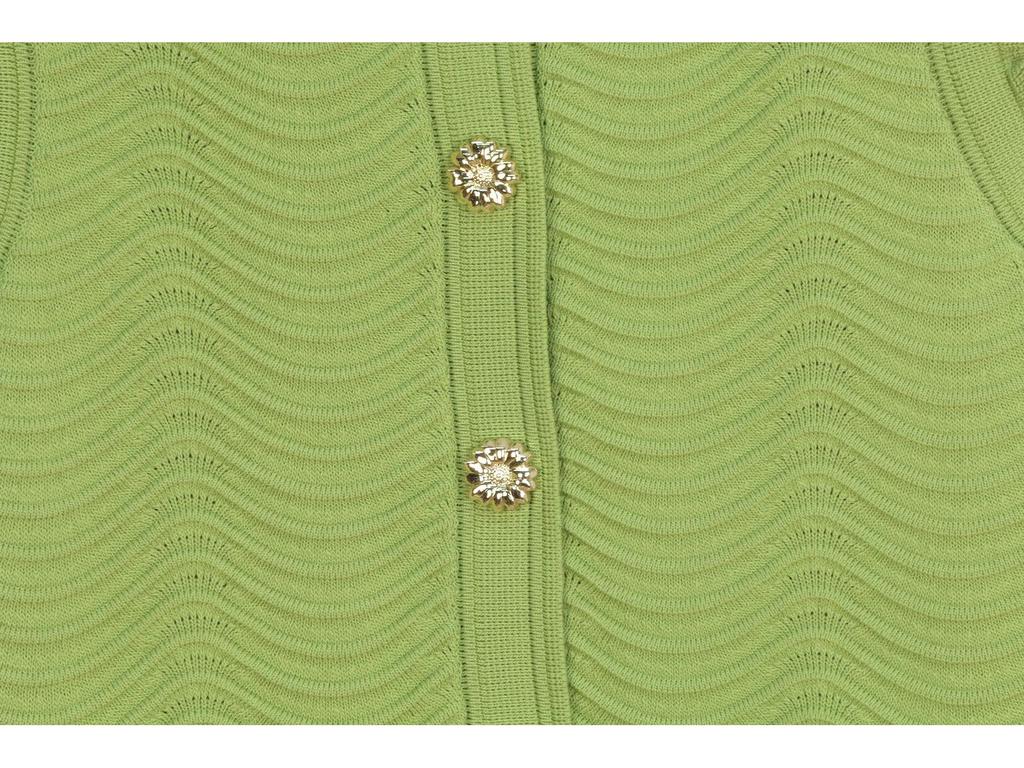 S Family 2025 Spring/Summer Olive Green Ruffle-Trim Sleeveless Knit Vest & Midi Skirt Set