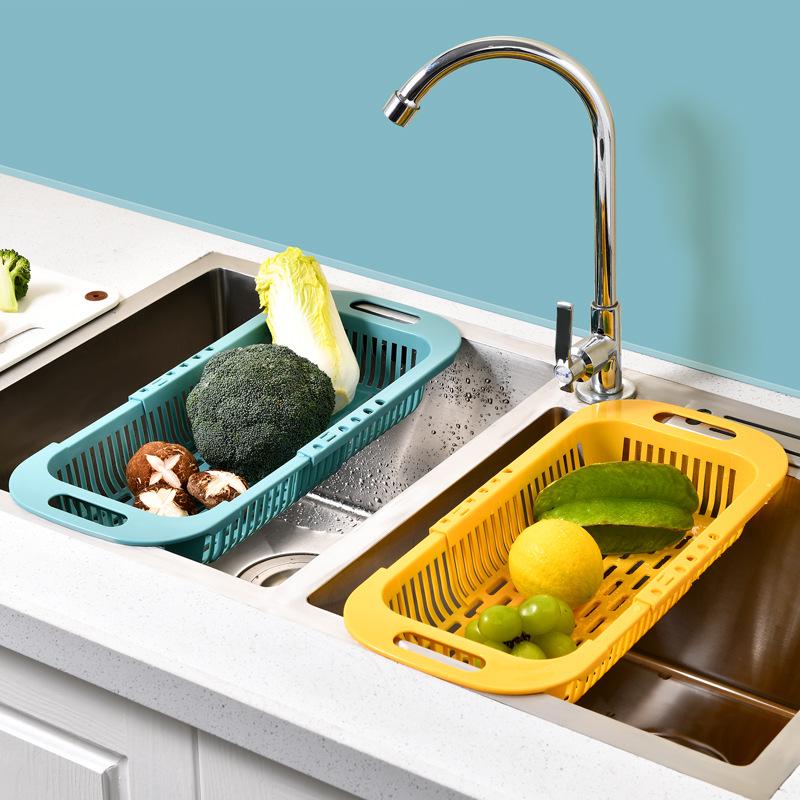 Adjustable Telescopic Vegetable Washing & Storage Rack - Household Kitchen Dishwashing Basket