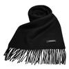 Michiko London Inner Mongolia Wool 168cm x Solid Black Scarf, Gift, Size Approx. 31cm, Tassel Approx. 8cm, MKM-001-A,