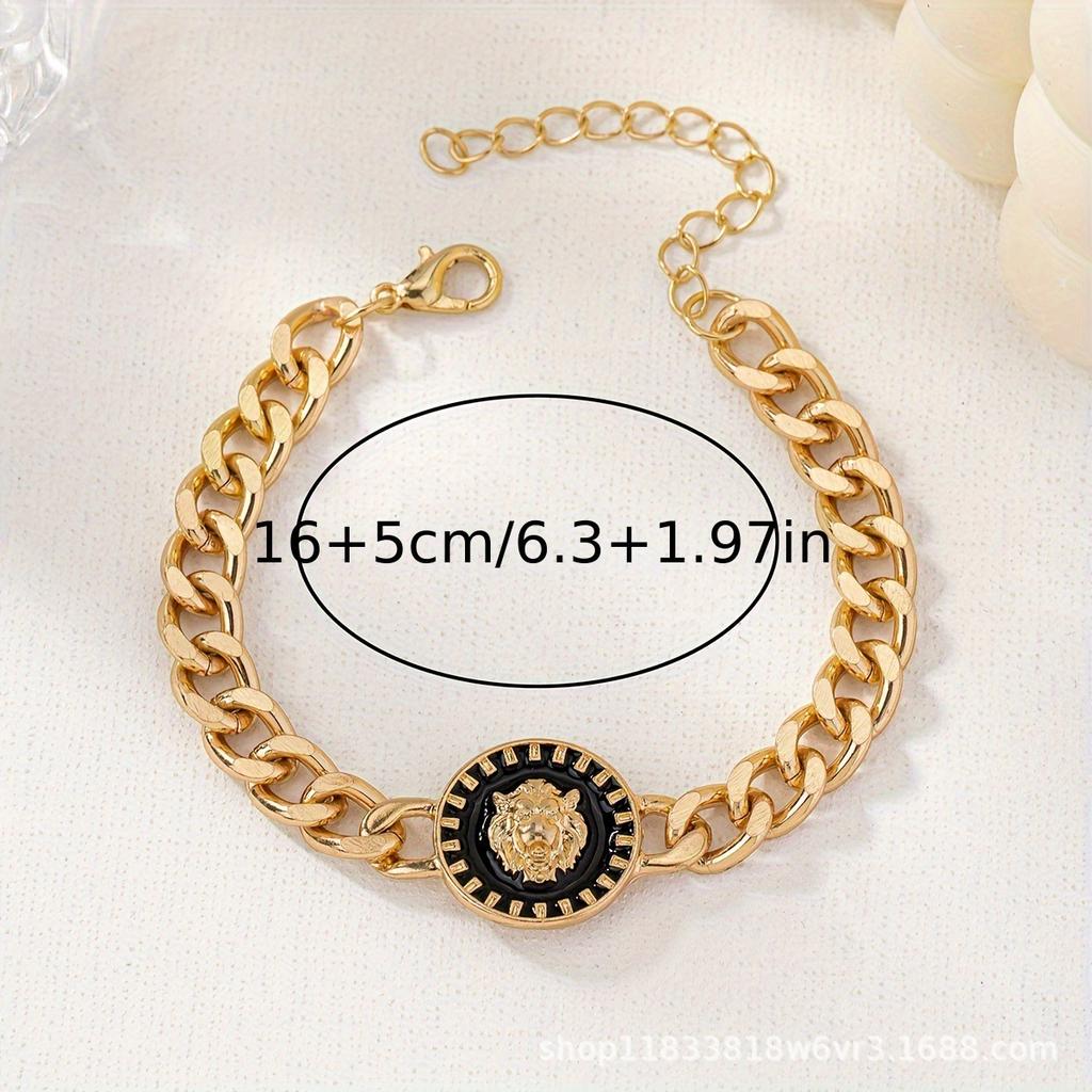 Acessórios Populares Pulseira Cabeça de Leão Personalidade Feminina Hip Hop Punk Style Pulseira da Moda