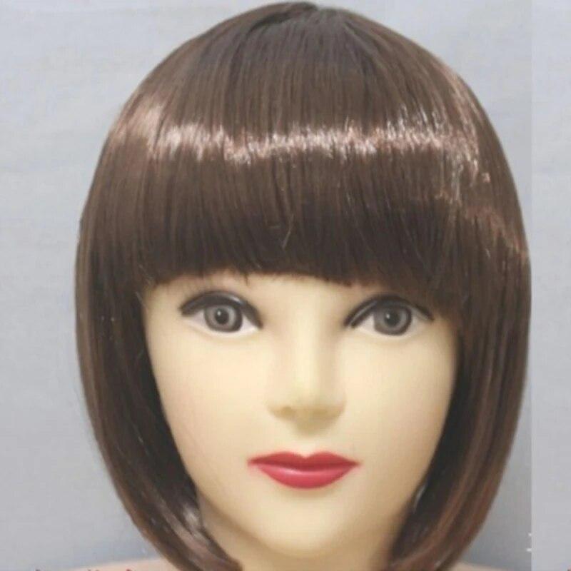 

Короткие прямые синтетические парики Ombre Blonde Коричневый парик Боб с челкой для чернокожих женщин Афро-косплей Вечеринка Ежедневные волосы Термостойкие волосы C