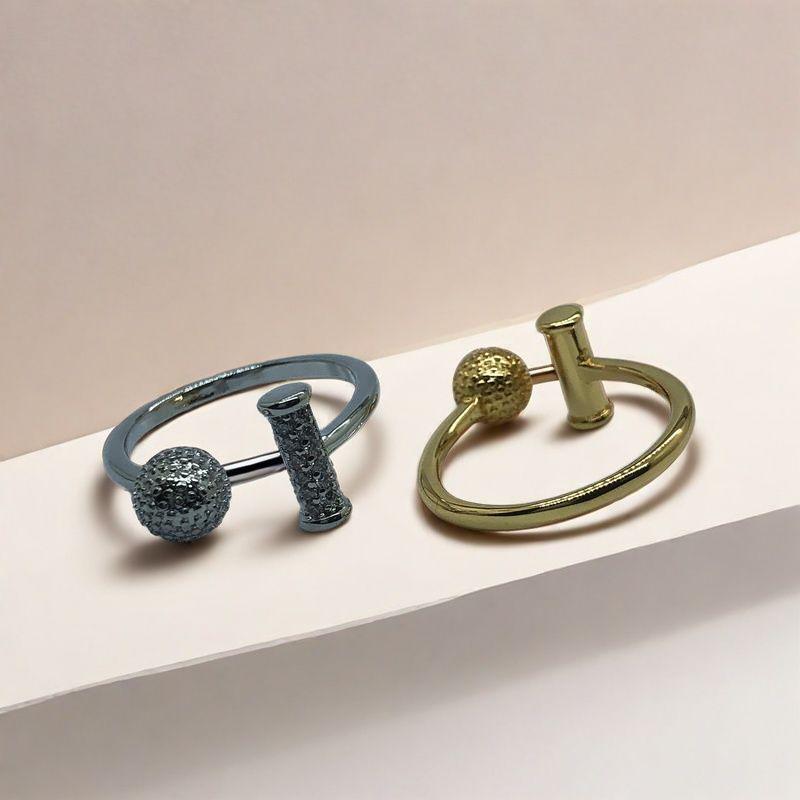 Adjustable Zircon Ring: Korean Style, Color-Retaining, Simple and Versatile. Y0074#Gold