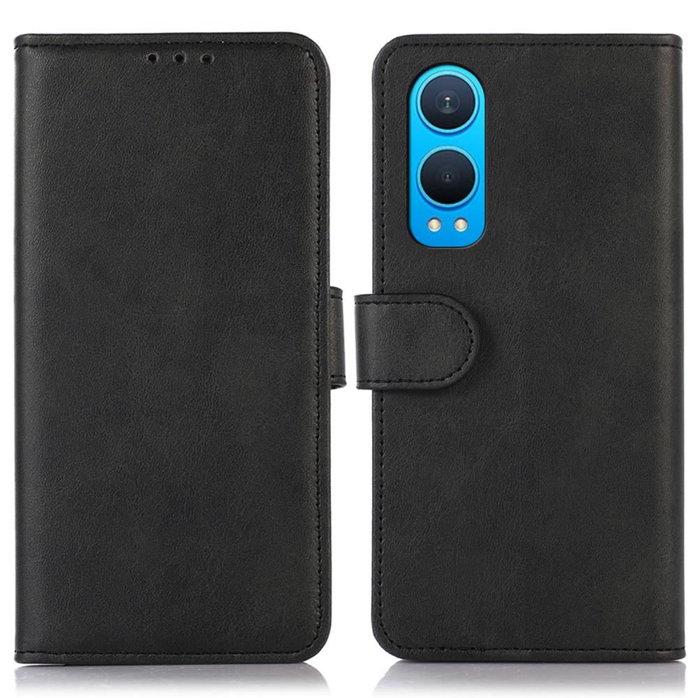 

For OnePlus Nord CE4 Lite 5G/Oppo K12x 5G (China) Wallet Case Cowhide Texture Leather Phone Cover with Stand Black