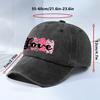 Love Heart Print Baseball Cap Polyester Distressed Casual Adjustable Outdoor Unisex Couple Cap
