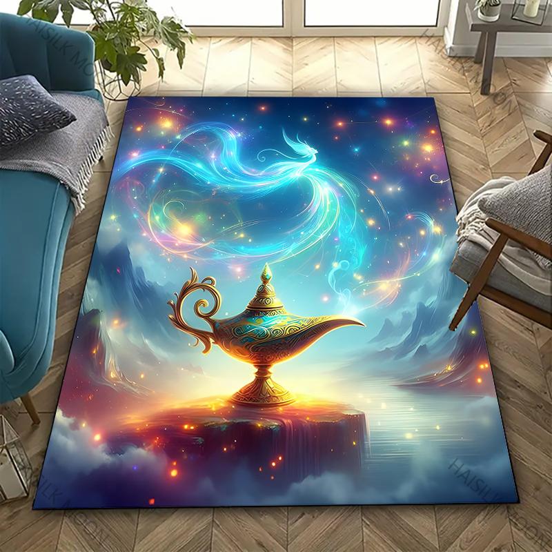 3D Wishing Lantern Pattern Carpet for Living Room Kids Bedroom Mat, Sofa Doormat Floor Rug Anti-slipTapete Decor Mat Funny Gift