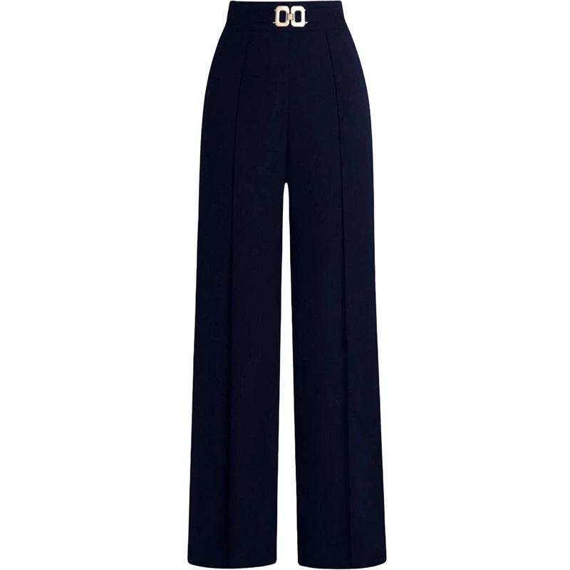 Women's High Waist Wide Leg Pants with Drawstring Waist and Pleats Multi Colors