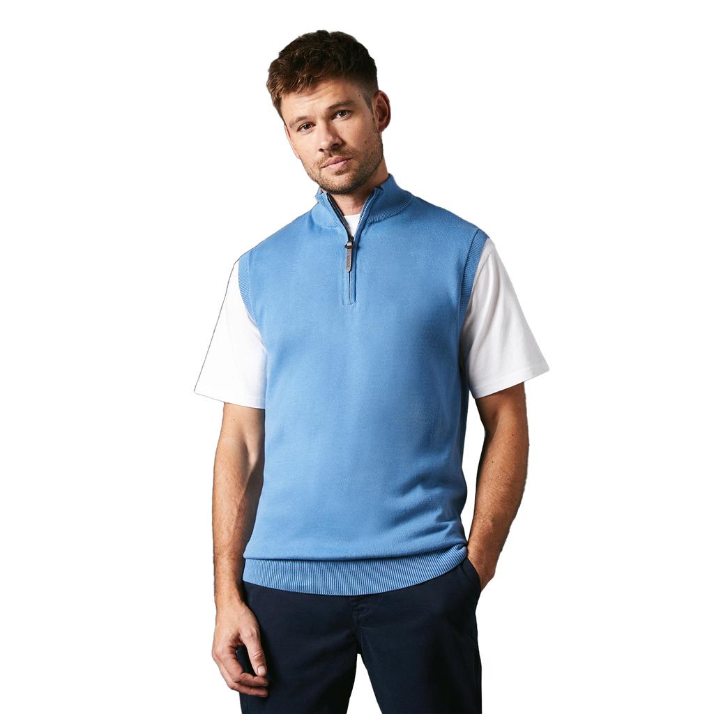 Maine Herren Gestrickter Ärmelloser Pullover mit Reißverschluss am Halsausschnitt