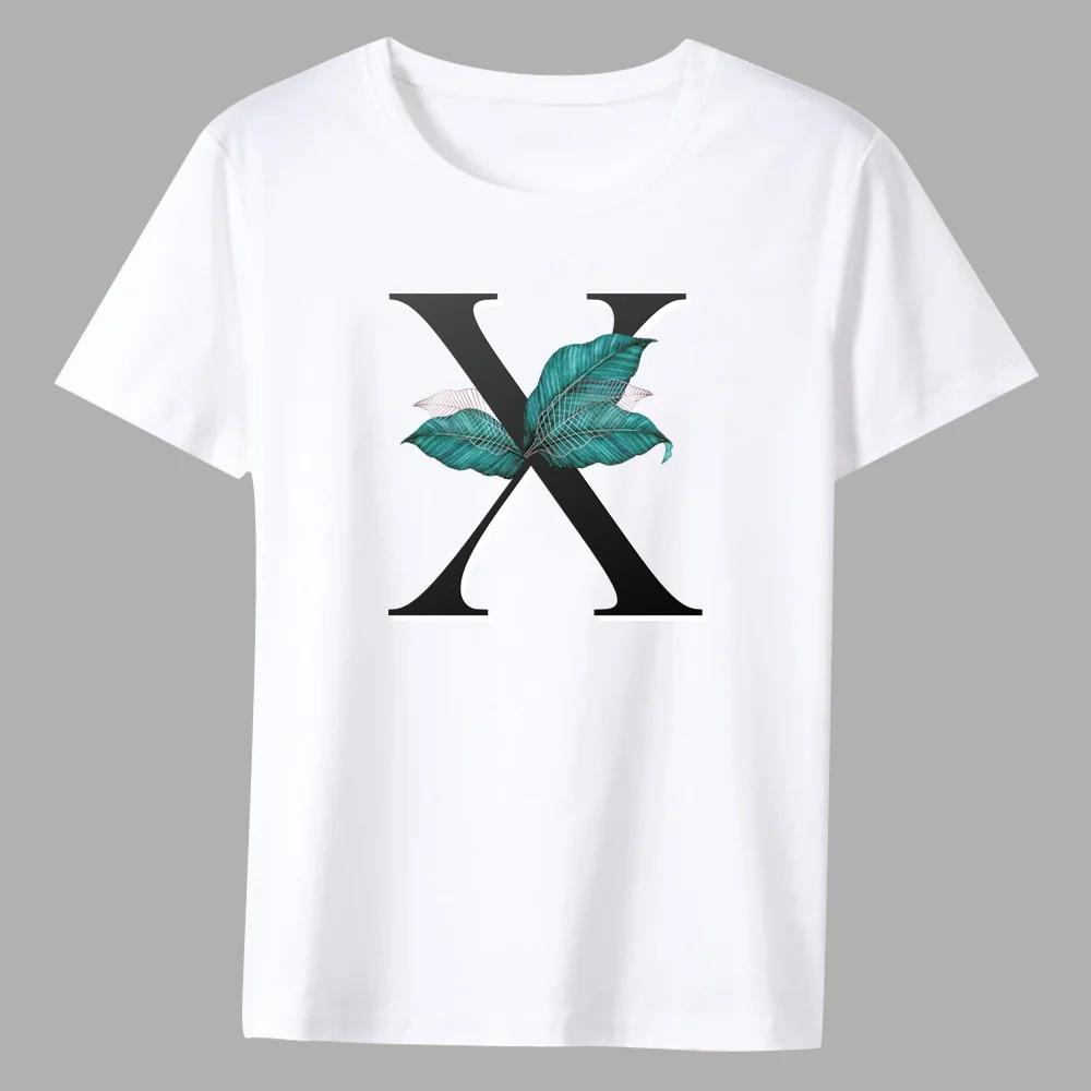 Men's T-shirt Basic Print Short Sleeve Anime Top Leaf Lettern Series Casual White O-neck Youth Men's Commuter Comfortable Shirt