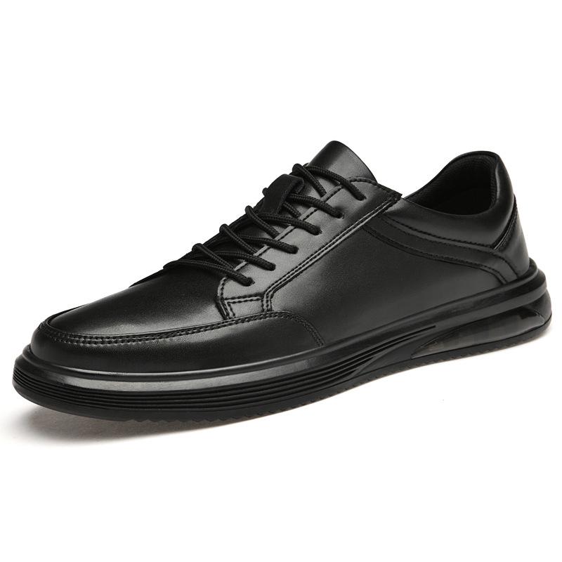 Men s Summer Cowhide Lace-up White Sneakers, Large Size Trendy Casual Shoes Size 42