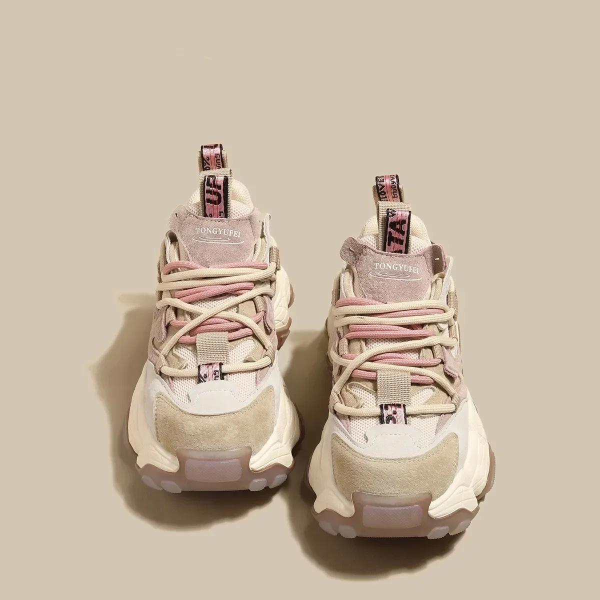 

Мода 2024 года, модные кожаные туфли для пап, увеличивающие рост на 5 см, для женщин, осенние женские повседневные кроссовки на толстой подошве 35