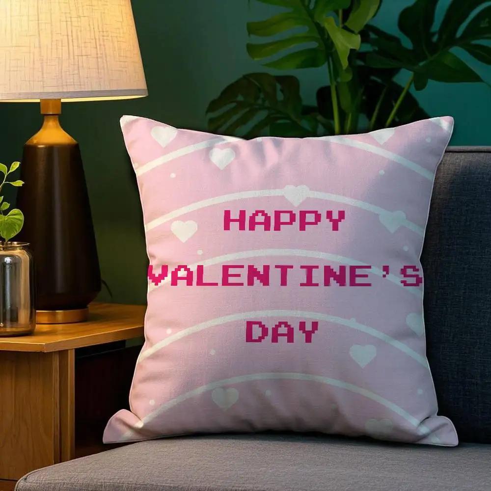 Home Decor Happy Valentine's Day Pixel Love Pattern Pillow Pattern Cushion Cover Suitable for Sofa Bedroom Car Pillow Cover