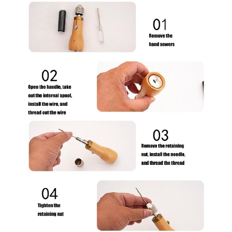 Leather Sewing Awls and Stitching Thread Set with Screwdriver, Leather Sewing Awls Hand Stitcher Leather Repair Tool