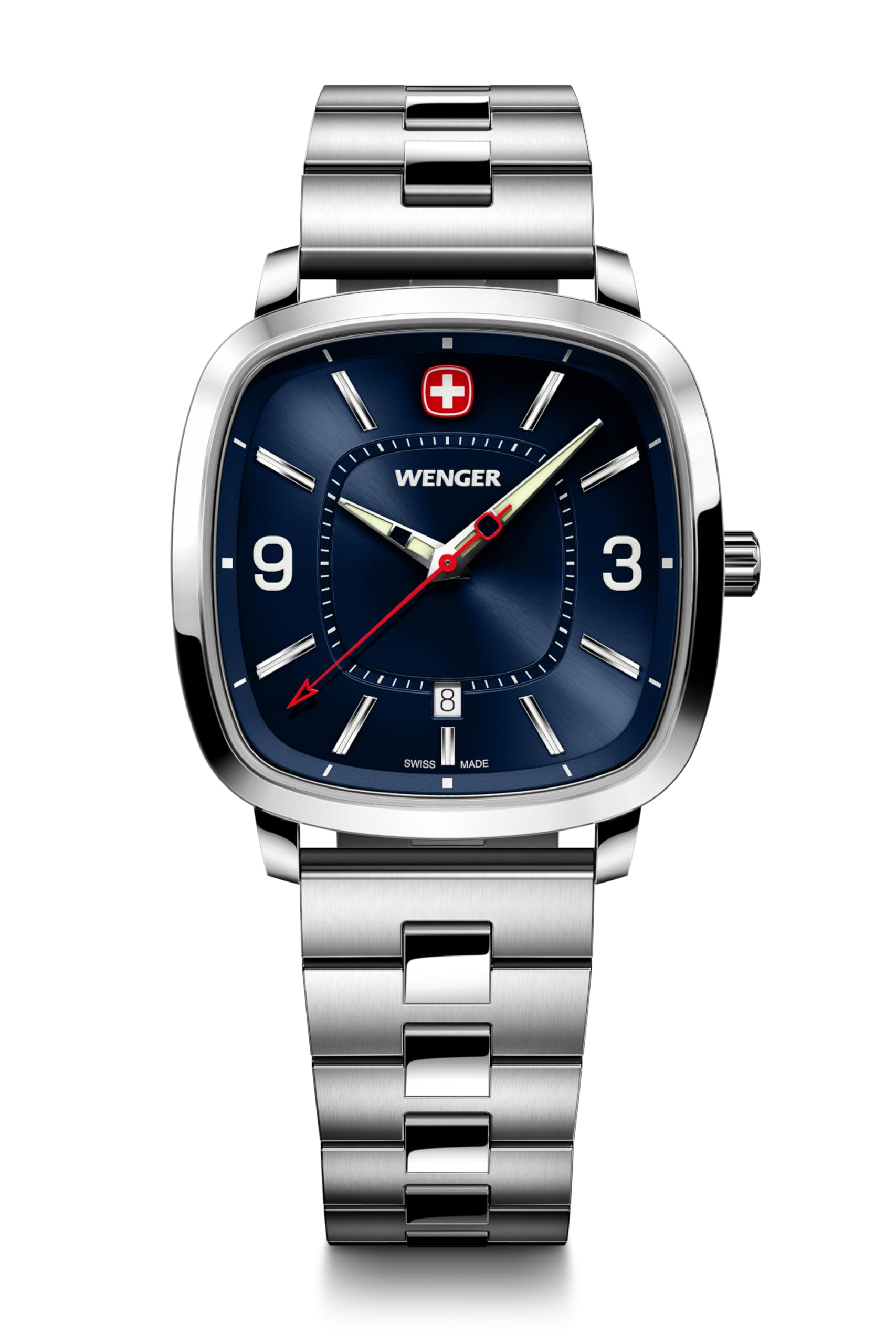 Impact Hq Japan Men's Blue/Silver Wenger Vintage Sport Stainless Steel Case Stainless Steel Quartz 50M Water Analog Watch, (316L), Dial, Bracelet, Movet,