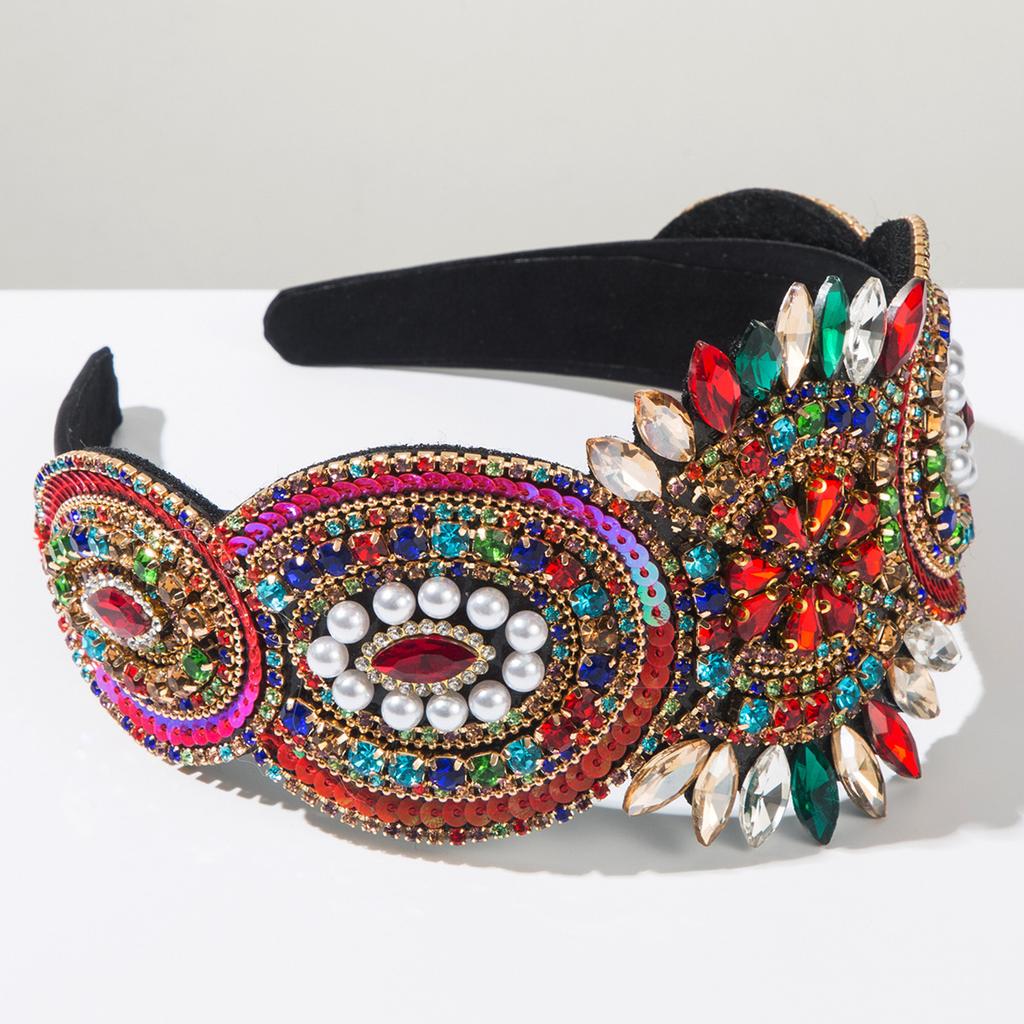 Hochwertiges Barock-Stirnband Strass Perle Pailletten Haarschmuck für Damenparty Glänzendes Haarband Haarreif Mädchen Kopfschmuck