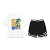 Printed Letter Short Sleeve T-Shirt Comfortable Versatile Shorts Casual Sports Suit Unisex Sportswear AHSU707-2+YAPV001-1