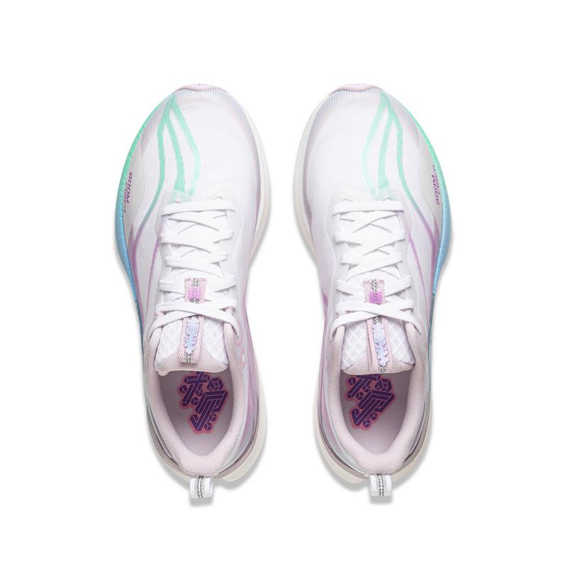 Li Ning Children Rabbit 8 Pro Simple Versatile Non-Slip Wear-Resistant Low-Top Running Shoes Men Running Shoes White Purple YKFV128-2