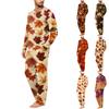 Set Pigiama Casual da Uomo a Vestibilità Larga con Stampa a Foglie per Dormire e Loungewear