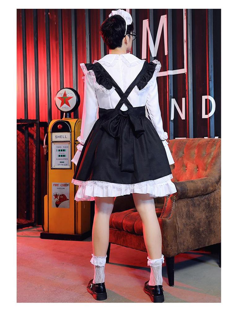 Black & White Lolita Maid Costume Dress for Women & Crossdressers