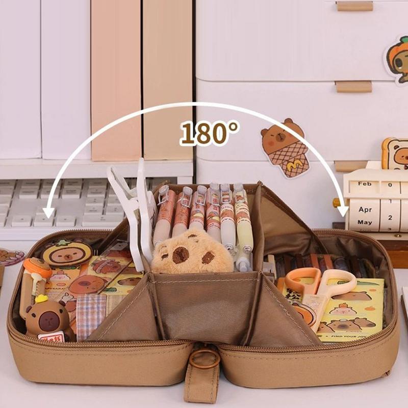 Capybara Stationery Set Cute Pencil Case With Stickers,Clips,Note pad,Plush Brooch, Highlighter Pencil,Storage Bag For Students