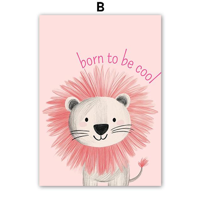 Pink Girl Lion Dog Balloon Cherry Nursery Wall Art Canvas Painting Cartoon Poster And Prints Pictures Baby Kids Room Home Decor