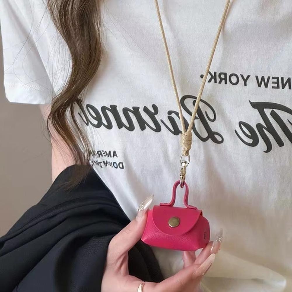 Pendant Hanging Neck Coin Purse Necklace Leather Women Necklace New Headphone Bag  Women